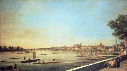 London, die Themse bei Westminster und Whitehall von der Terrasse des Somerset House