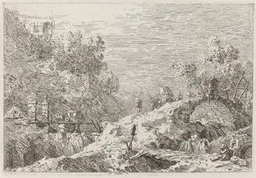 Berglandschaft mit fünf Brücken [unten rechts], ca. 1735-1746
