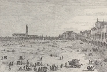 Prà della Valle: die rechte Hälfte des Platzes von Prà della Valle in Padua, mit dem Kol..., 1735-46
