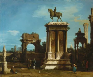Das Colleoni-Denkmal in einer Capriccio-Kulisse