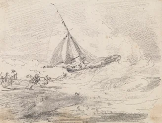 Ein Segelschiff in rauer See, Hastings
