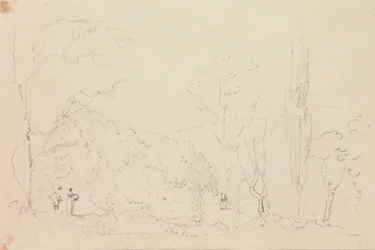 Skizze eines strohgedeckten Hauses