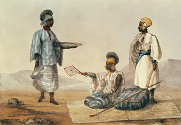 Schwarze Menschen aus dem Sudan, Tafel aus „Ein Bericht über Reisen in Nordafrika“, gestochen von M. Gauci (tätig 1810-46), 1821