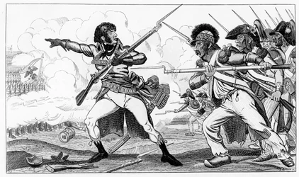 Die Freiwilligen in Holzschuhen in der Schlacht von Valmy, 20. September 1792, Illustration aus 