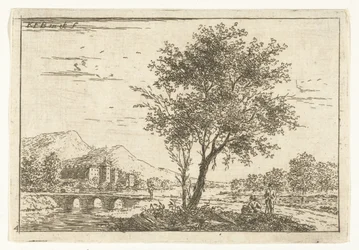 Hügellandschaft mit Schloss am Fluss (Landschaften)