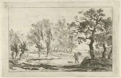 Flusslandschaft mit einem Holzsammler