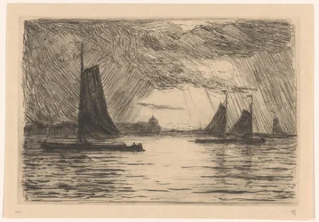 Ansicht der Maas bei Dordrecht bei Abend