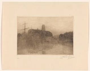 Ansicht des Neuen Hafens in Dordrecht bei Abend
