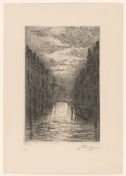 Kanal in Dordrecht bei Abend