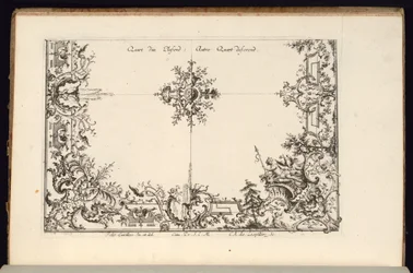 Zwei Viertel einer Decke, Nouveau Livre de Plafonds (Neues Buch der Decken)