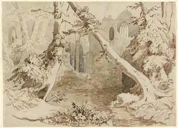 Eine zerstörte Kirche im Wald