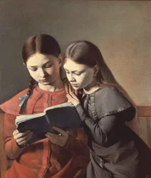 Die Schwestern des Künstlers, Signe und Henriette, lesen ein Buch, 1826