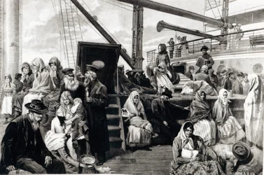 Zwischendeck-Passagiere, die aus Deutschland in die Vereinigten Staaten von Amerika auswandern, 1899