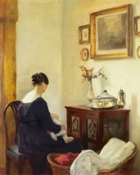 Eine Mutter und ein Kind im Interieur