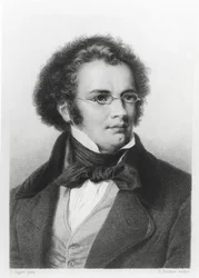 Porträt von Franz Schubert (1797-1828) graviert von H. Roemer