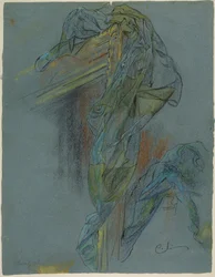 Studie eines Rahmens und einer Draperie zu Bouchers „Der Triumph der Venus“: Vorzeichnung für das Lovisa-Ulrika-Fresko im Treppenhaus des Nationalmuseums in Stockholm