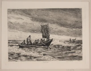Fischerboot in der Brandung
