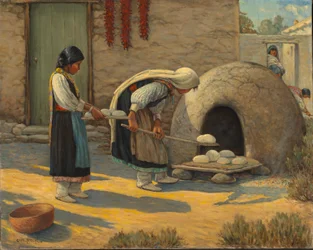 Frauen beim Brotbacken