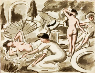 Gruppe von nackten und halbnackten Frauen
