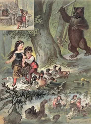Hänsel und Gretel im Wald, um 1880