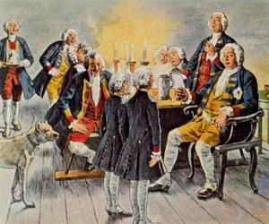 Kronprinz Friedrich und Prinz Heinrich erscheinen im Tabakskollegium, um dem königlichen Vater "Gute Nacht" zu wünschen