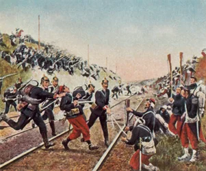 Sturm auf den Bahndamm bei Nuits durch die Badener