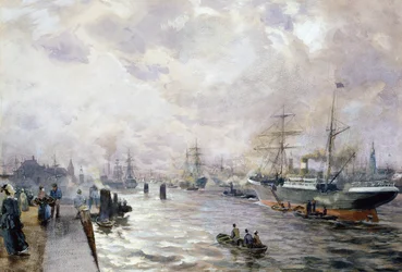 Segelschiffe im Hafen von Hamburg, 1889