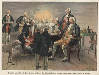 Kronprinz Friedrich und Prinz Heinrich von Preußen wünschen ihrem Vater, dem König, gute Nacht