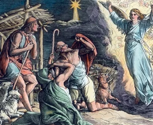 Botschaft des Engels, Illustration (undatiert) von Julius Schnorr von Carolsfeld, Bilddatum: 1910