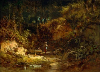 Mädchen am Waldbrunnen