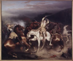 König Gustav II. Adolf von Schweden in der Schlacht von Trzciana