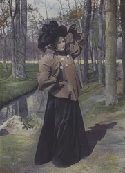 Frau in einem Pariser Park (Farbfoto)