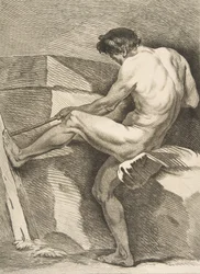 Ein Académie: Mann zieht an einer Schnur, 1742-43