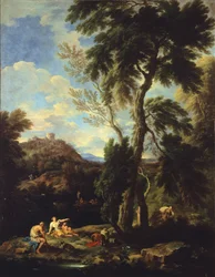 Landschaft mit Pilger