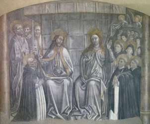 Christus übergibt die Welt dem heiligen Dominikus in Anwesenheit der Jungfrau Maria, Fresko von Carlo Braccesco