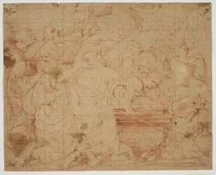 Die Apostel um das Grab der Jungfrau für den unteren Teil einer Himmelfahrt