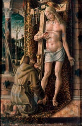 Heiliger Franz von Assisi sammelt das Blut Christi