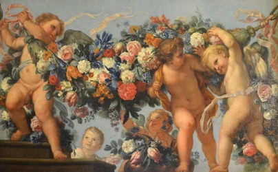 Amours und Blumengirlande