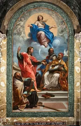 Unbefleckte Empfängnis und Heiliger Johannes der Evangelist, Heiliger Gregor der Große, Heiliger Johannes Chrysostomus und Heiliger Augustinus
