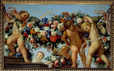 Liebe und Blumengirlanden