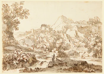 Zeichnung, Eine Landschaft mit Stadt, 1750–1770
