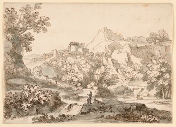 Zeichnung, Eine Landschaft mit Stadt, 1750–1770