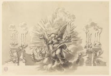 Zeichnung, Entwurf für eine zeremonielle Dekoration, ca. 1760