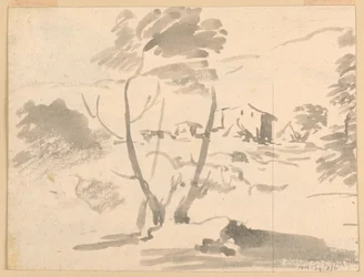 Zeichnung, Skizze von Bäumen in einer Landschaft, 1760–1780