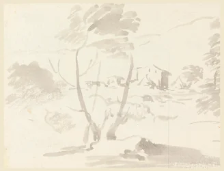 Skizze von Bäumen in einer Landschaft