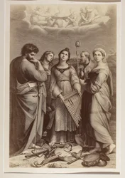 Ekstase der hl. Cäcilia, Kupferstich eines unbekannten Autors nach einem Gemälde von Raffael (1483-1520)