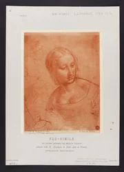 Studie eines weiblichen Büstenbildes, Zeichnung von Leonardo da Vinci (1452-1519) aus der Sammlung der R. Accademia di Belle Arti in Venedig; Tafel aus der Mappe: "Fac-simile dei disegni originali dei maestri classici esistenti nella R. Academia di Belle A