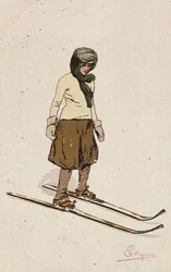 Frau beim Skifahren