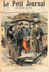 Ein repatriierter Soldat aus Madagaskar, graviert von Fortune-Louis Meaulle, Illustration aus Le Petit Journal