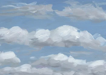 Flauschige gemalte Wolken